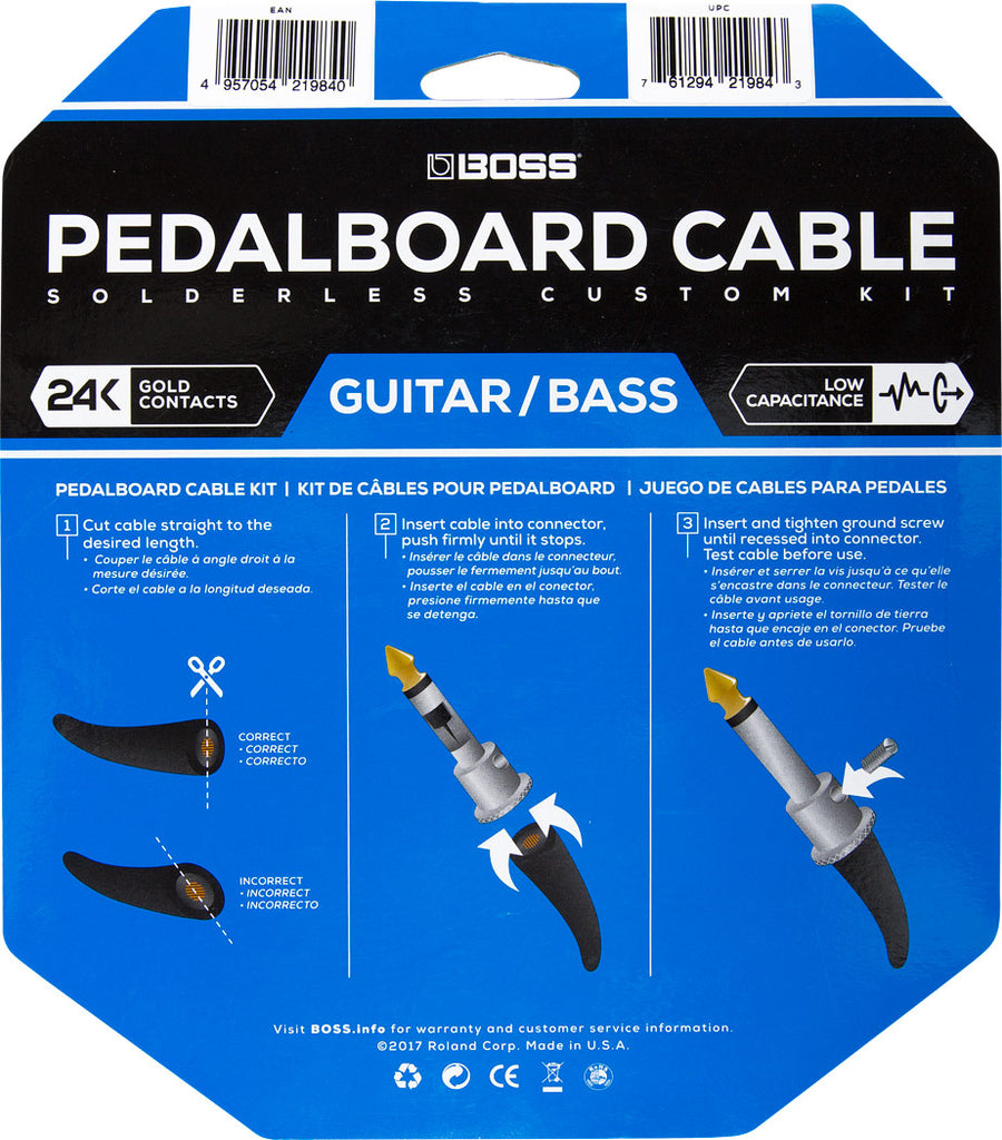the back of the packaging, showing how to assemble the cable kit